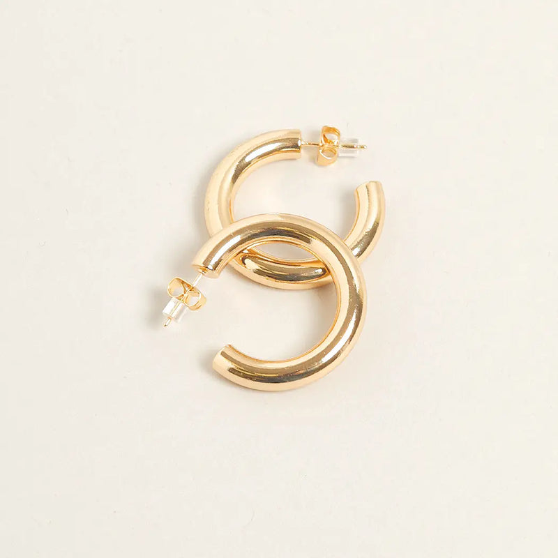 14K Gold Dipped Everyday Essential 1" Thicker Hoop Earrings