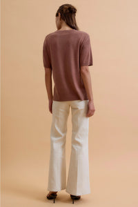 All About Ease Knit Sweater Top - Sepia