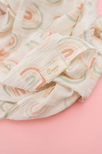 Parker Butterflies + Rainbow Cotton Muslin Set of 2 Swaddle Blankets