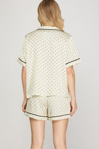 Sweet Dreams Satin Polka Dot Printed Shorts + Top Pajamas SET