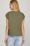 Simply Sleek Stripe Knit Top - Olive