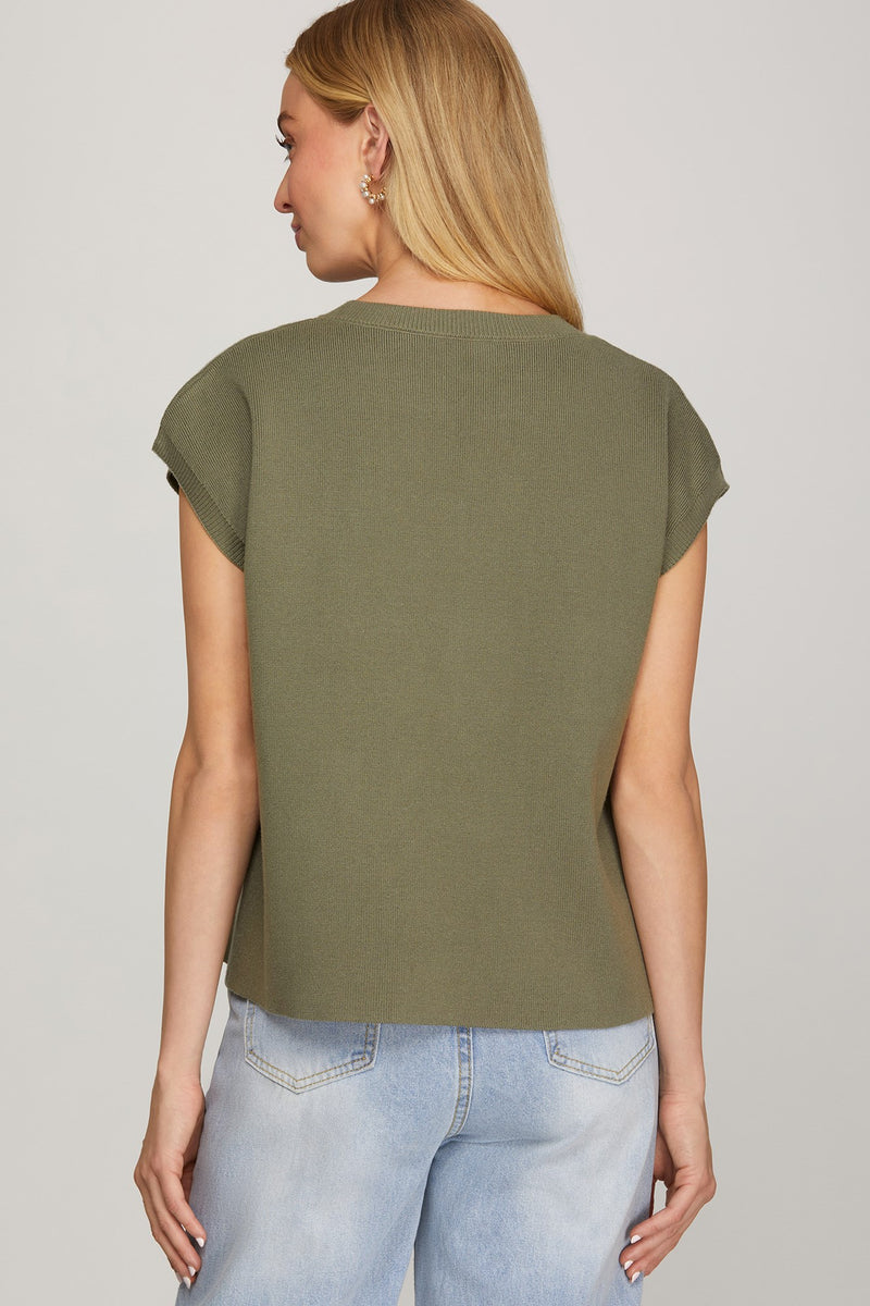 Simply Sleek Stripe Knit Top - Olive