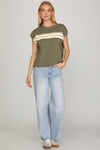 Simply Sleek Stripe Knit Top - Olive