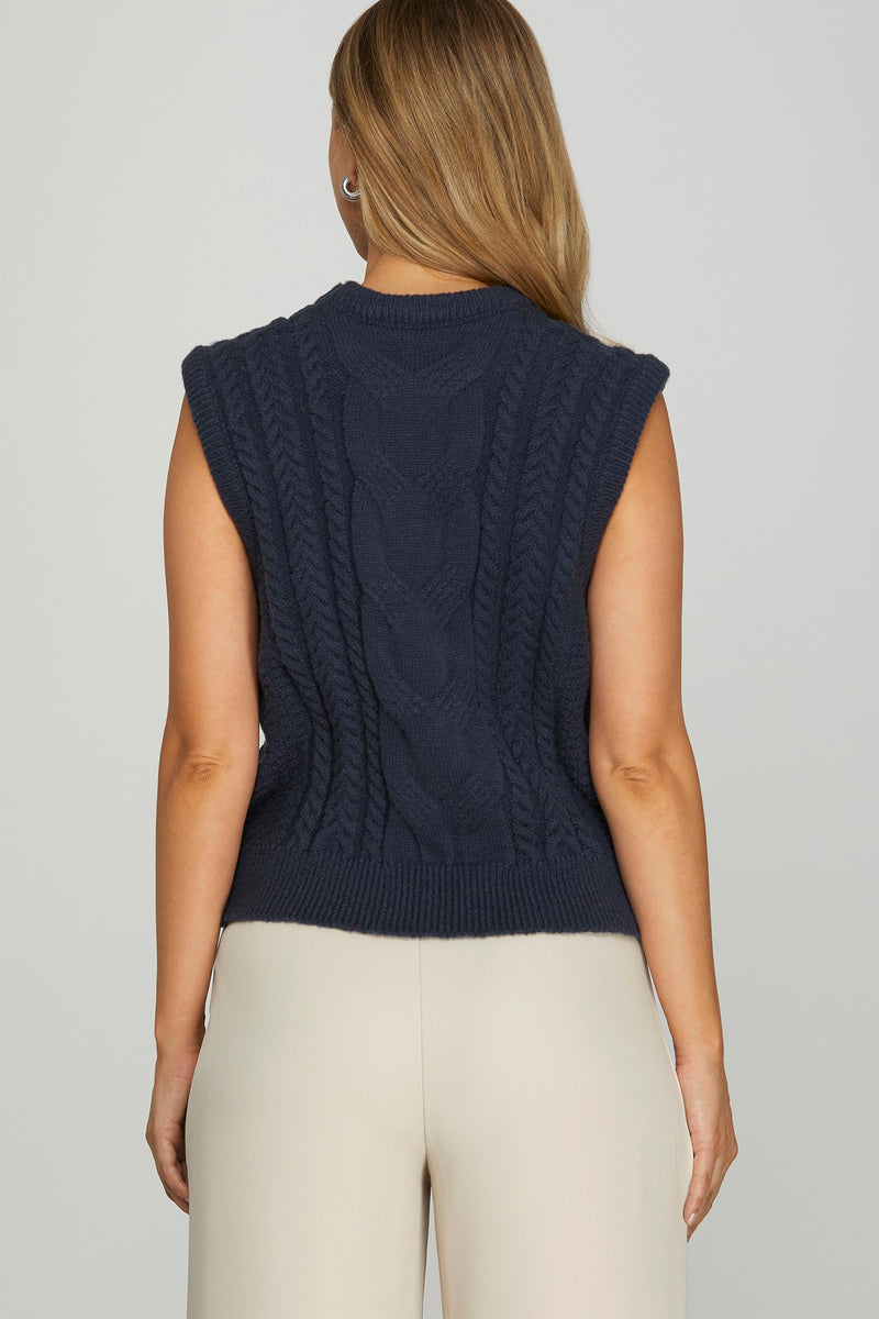 Cabin Cozy Cable Knit Sweater Vest / Top