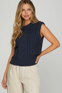 Cabin Cozy Cable Knit Sweater Vest / Top