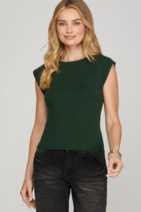 Structure & Style Drop Shoulder Knit Top - Emerald