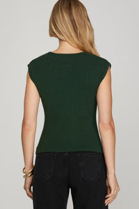 Structure & Style Drop Shoulder Knit Top - Emerald