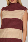 Mulled Merlot Striped Knit Sweater Vest / Top - Burgundy