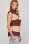 Mulled Merlot Striped Knit Sweater Vest / Top - Burgundy