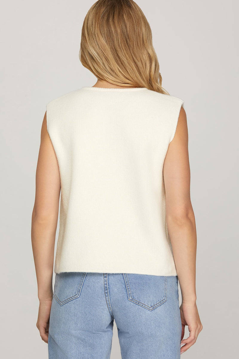 Vanilla & Cashmere Knit Sweater Vest / Top - Ivory