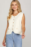 Vanilla & Cashmere Knit Sweater Vest / Top - Ivory