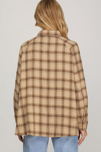 Georgetown Long Sleeve Button Up Flannel - Taupe