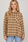 Georgetown Long Sleeve Button Up Flannel - Taupe