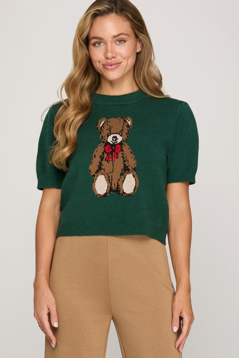 Teddy Tidings Knit Sweater Top