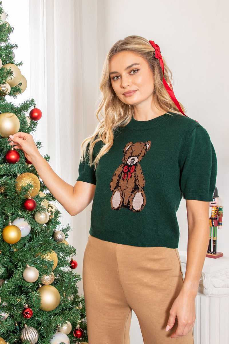 Teddy Tidings Knit Sweater Top