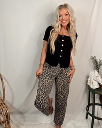 Catwalk High Rise Barrel Jeans - Leopard
