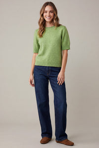 In The Pines Short Sleeve Sweater Top in Green