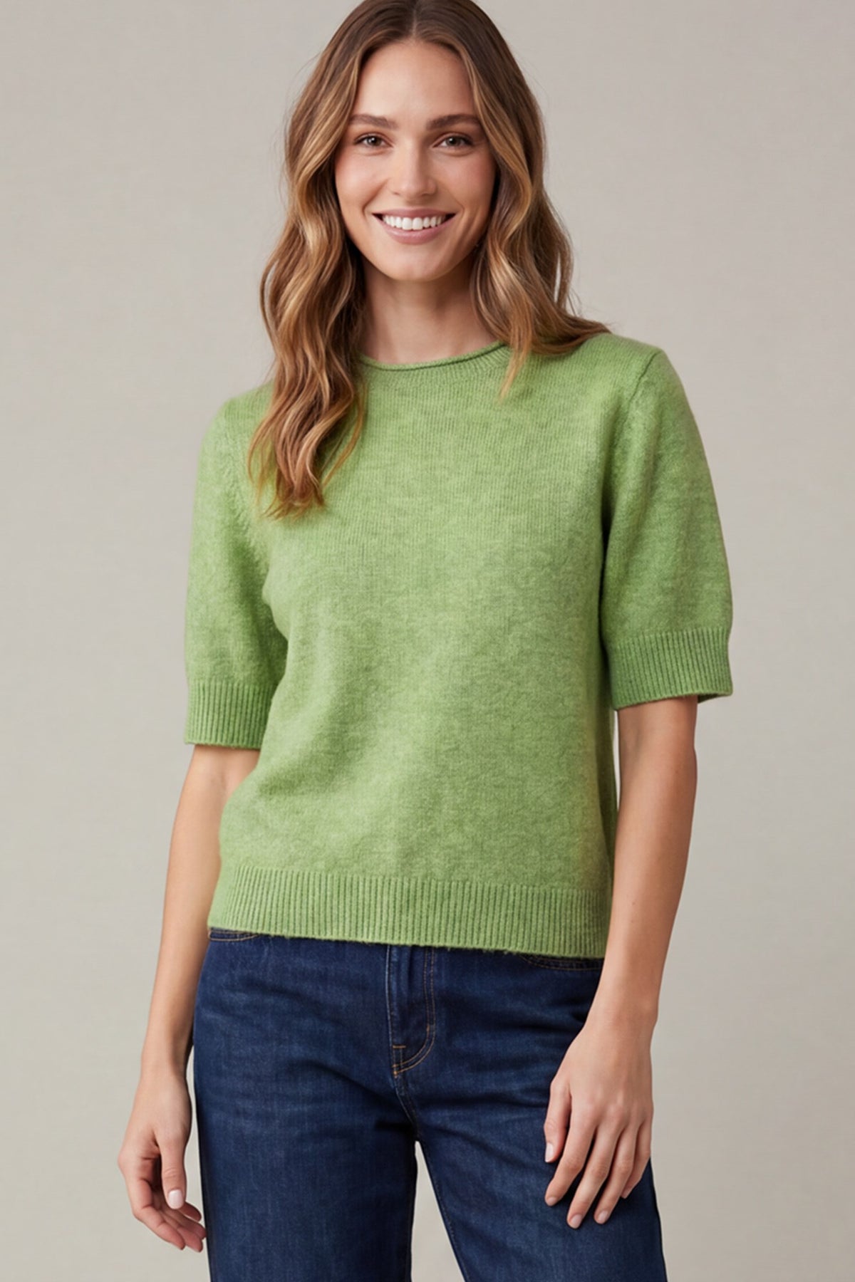 In The Pines Short Sleeve Sweater Top in Green