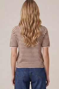 Coffee Kisses Striped Knit Short Sleeve Top