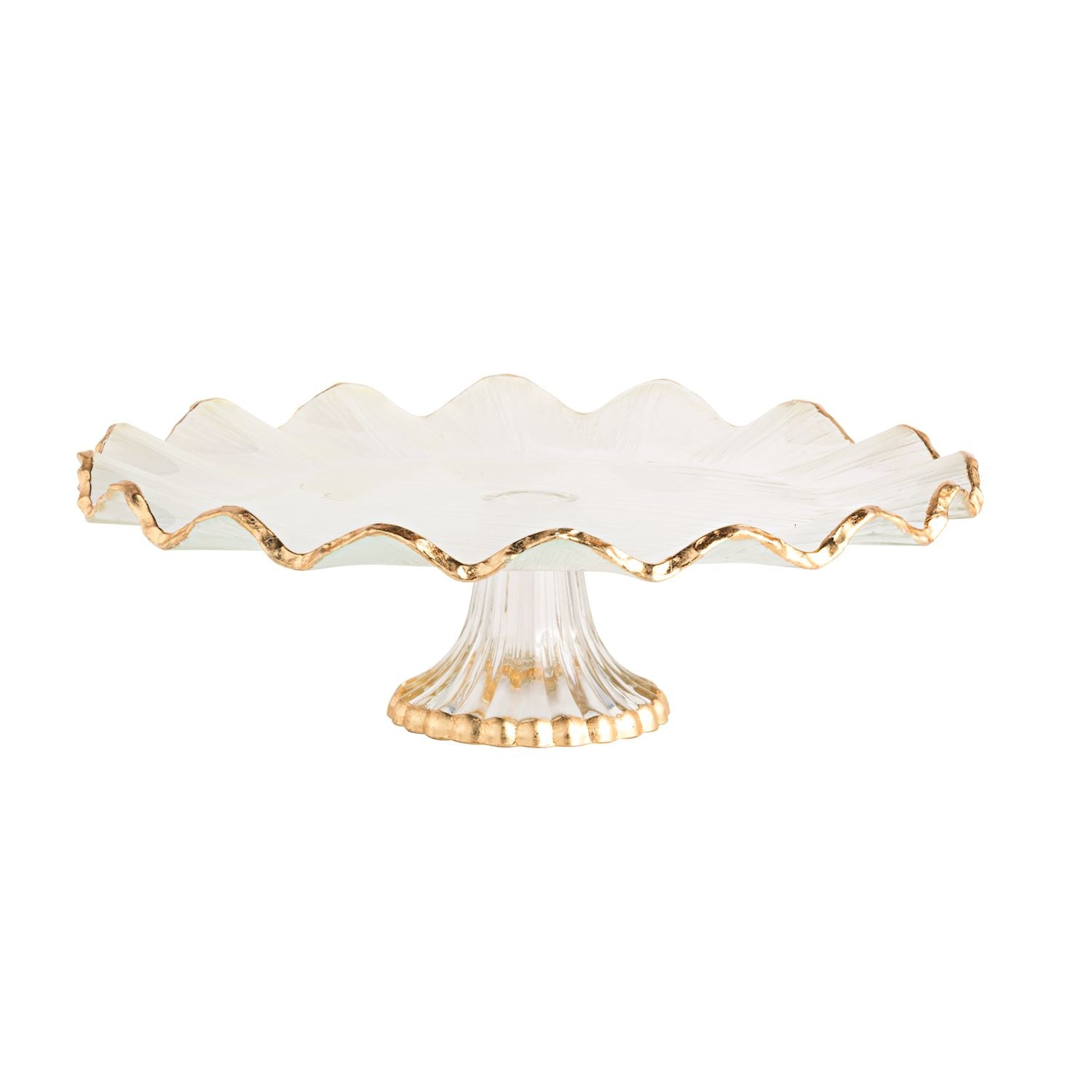Gold Rim Glass Luxe Cake Stand