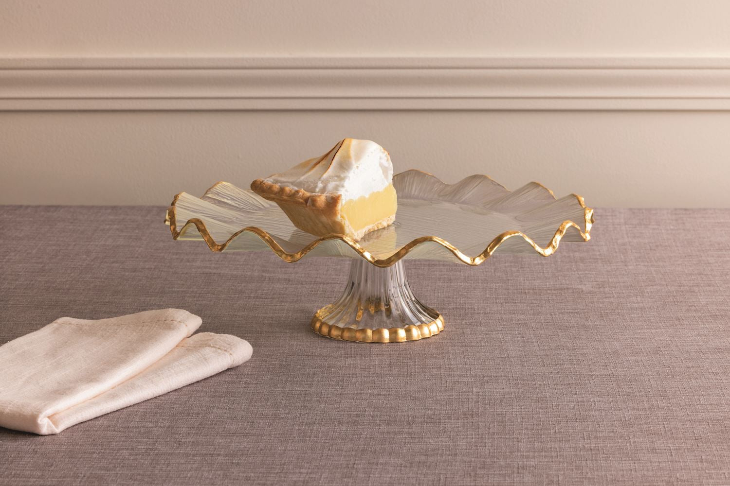 Gold Rim Glass Luxe Cake Stand