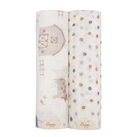 Charlie Farmhouse Cotton Muslin Set of 2 Swaddle Blankets