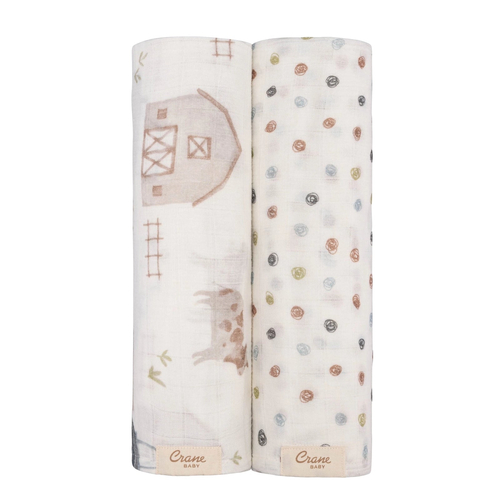 Charlie Farmhouse Cotton Muslin Set of 2 Swaddle Blankets