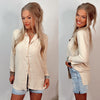 High Standards Hi-Low Button Up Tunic Blouse - Beige