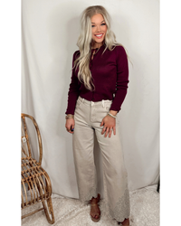 Lady May Lace Embroidered Hem Crop Jeans