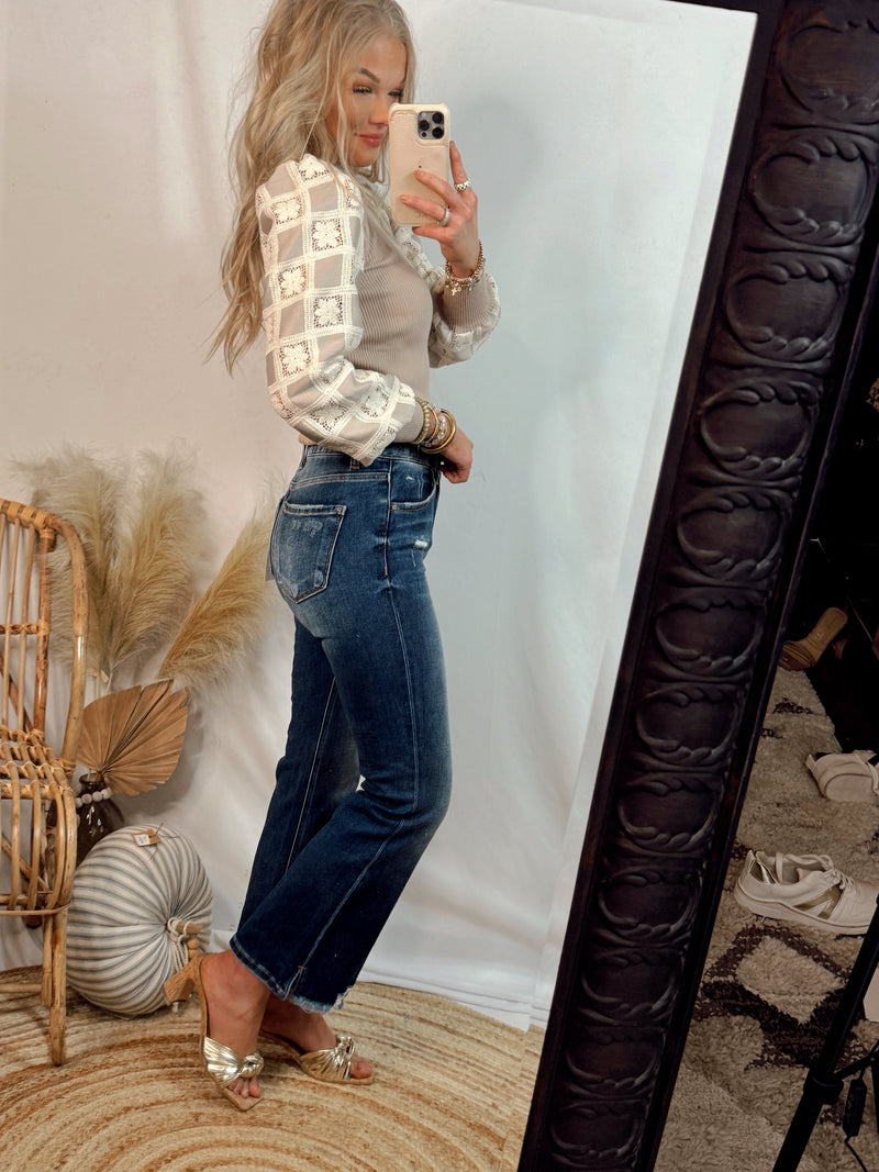 Holy Roller High Waisted Wide Leg Cropped Jeans