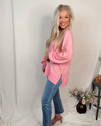 St Croix Oversized Crewneck Sweater in Candy Pink