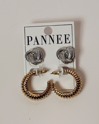 Timeless Twist Mixed Metals 2 Pair Earring Set