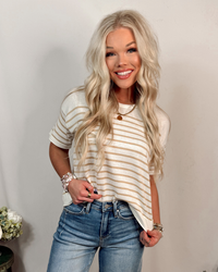 Soft Classic Striped Knit Top - Taupe