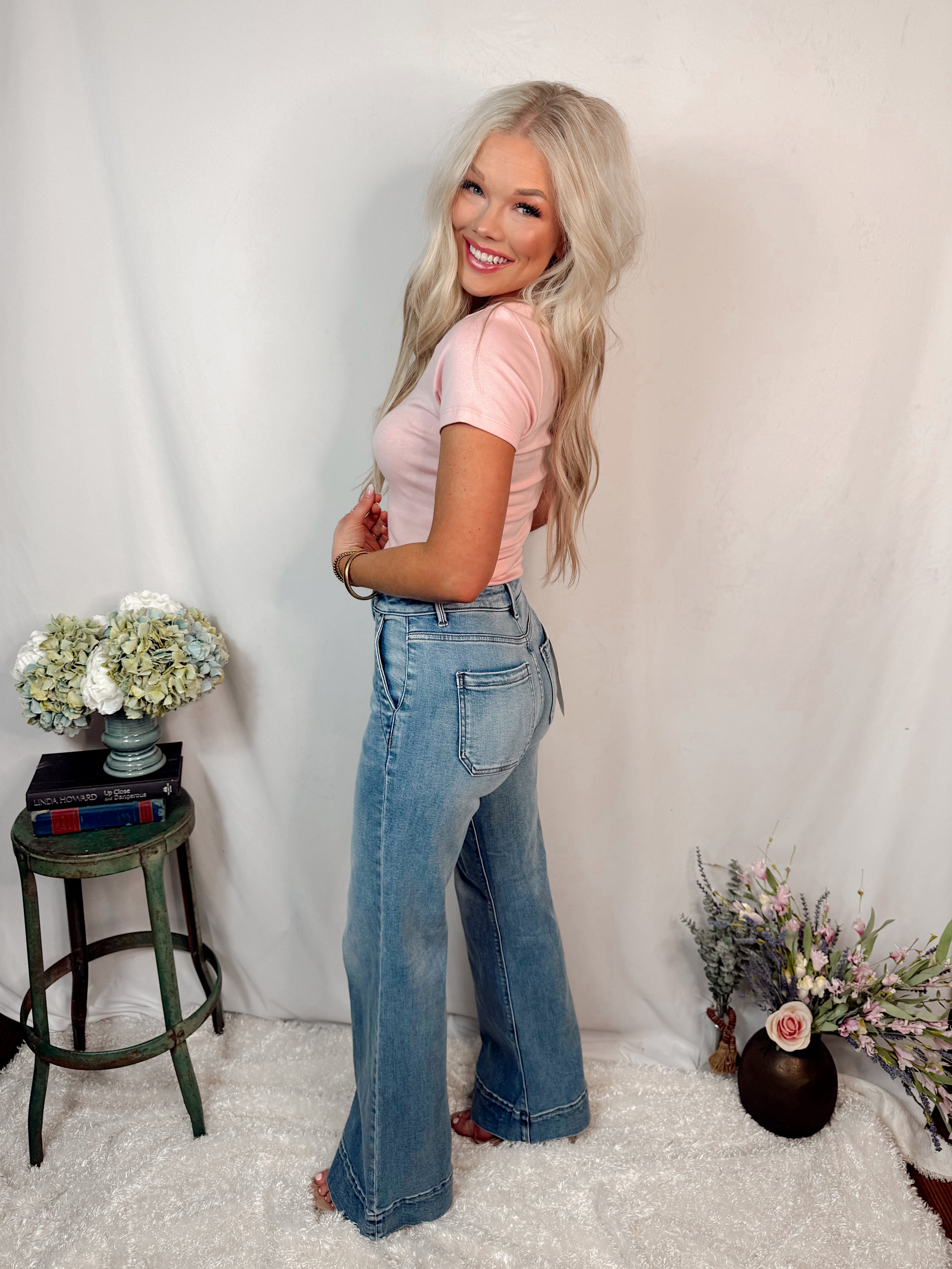 Effortless Ensemble Basic Crew Neck Tee - Soft Pink