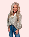 Garden Of Green Printed Detailed Collared Blouse
