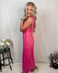 Soft + Chic Cap Sleeve Maxi Dress - Pink