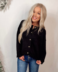 Cassie Classic Button Up Cardigan - Black