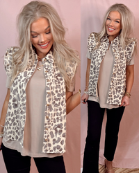 Coveted Confidence Leopard Print Button Up Top / vest