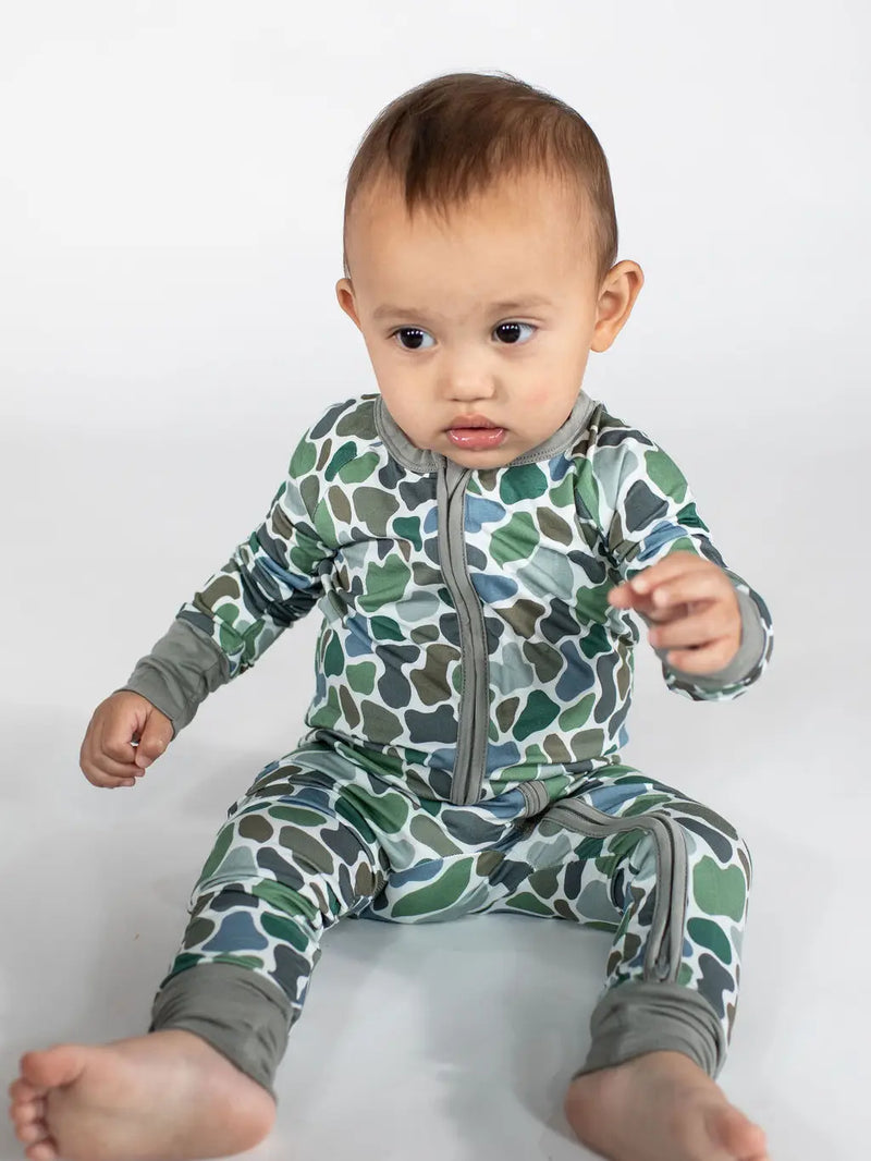 Pebble Camo Long Sleeve - Convertible Zip Pajamas