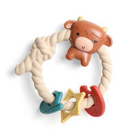 Itzy Ritzy Rattle™ Silicone Teether Rattles: Highland Cow