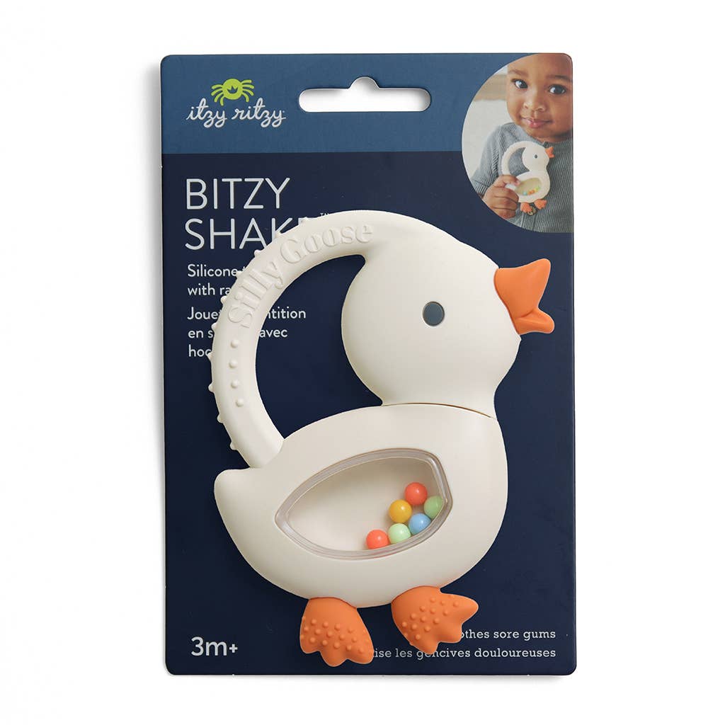 Itzy Ritzy Bitzy Shake - Silicone Teether with Rattle: Goose