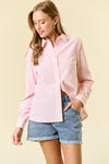 Peaceful Easy Feeling Pin Striped Detailed Button Up Blouse - Light Pink