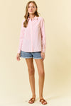 Peaceful Easy Feeling Pin Striped Detailed Button Up Blouse - Light Pink