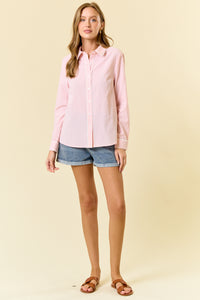 Peaceful Easy Feeling Pin Striped Detailed Button Up Blouse - Light Pink