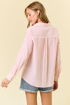 Peaceful Easy Feeling Pin Striped Detailed Button Up Blouse - Light Pink