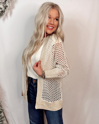 Cuddled Up In Crochet & Champagne Gold Speckled Cardigan