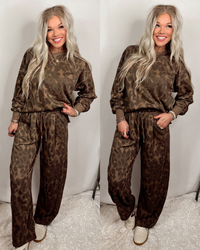 Mocha Mirage Abstract Animal Print Drawstring Pants