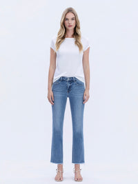 Montana Mid Rise Medium Wash Straight Leg Cropped Jeans
