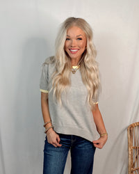Sunshine On A Cloudy Day Contrast Trim Knit Top