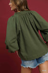 Olive Grove Scalloped Hem Textured Top - Olive